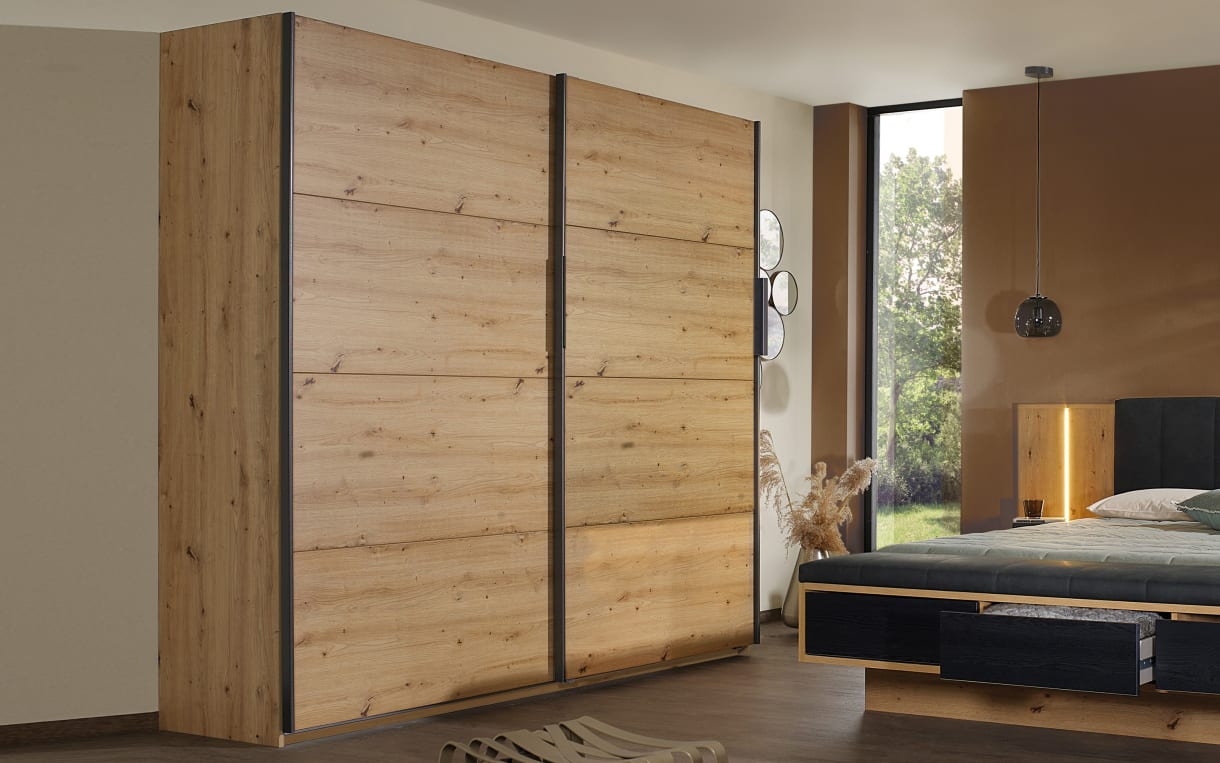 Schwebetürenschrank Apollon, Eiche Artisan-Nachbildung, Breite ca. 226 cm