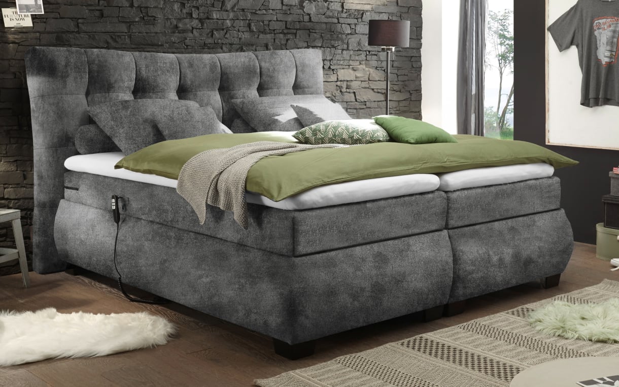 Motor-Boxspringbett Derby 6 in grey, inklusive Komfortschaumtopper