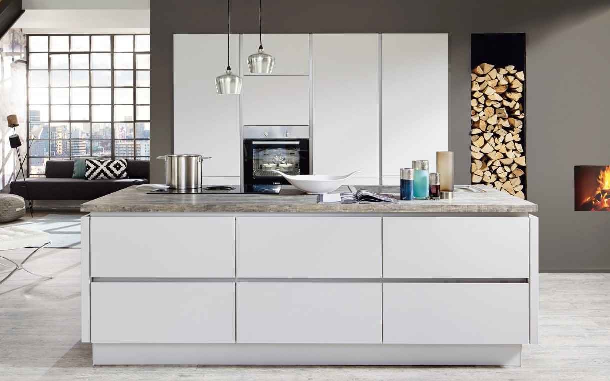 Einbauküche Fashion 171, seidengrau, inklusive Bosch Elektrogeräte