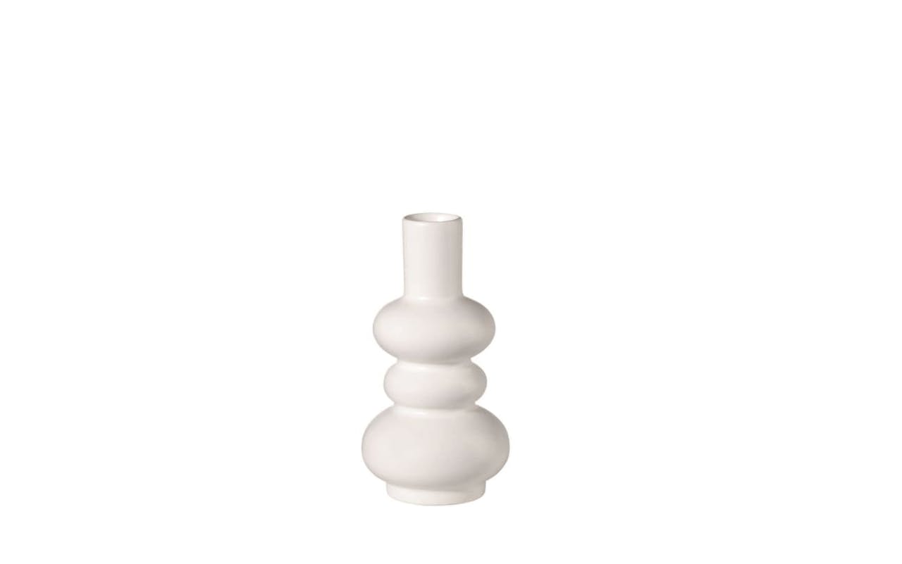 Vase Como aus Steingut in weiß, 12 cm