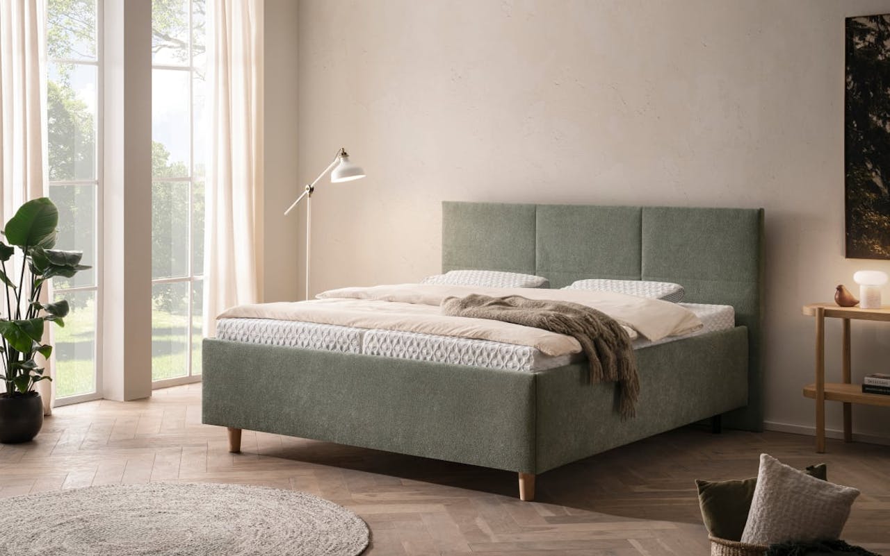 Polsterbett Barell, grün, 180 x 200 cm, H3/H4
