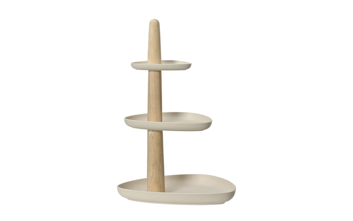 Etagere 3-stöckig, beige, Bambusfaser, 30 cm