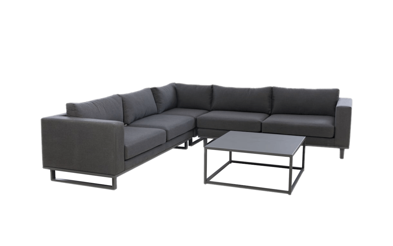Garten-Lounge-Set Henri, Gestell in Metall schwarz, Stoffbezug in anthrazit