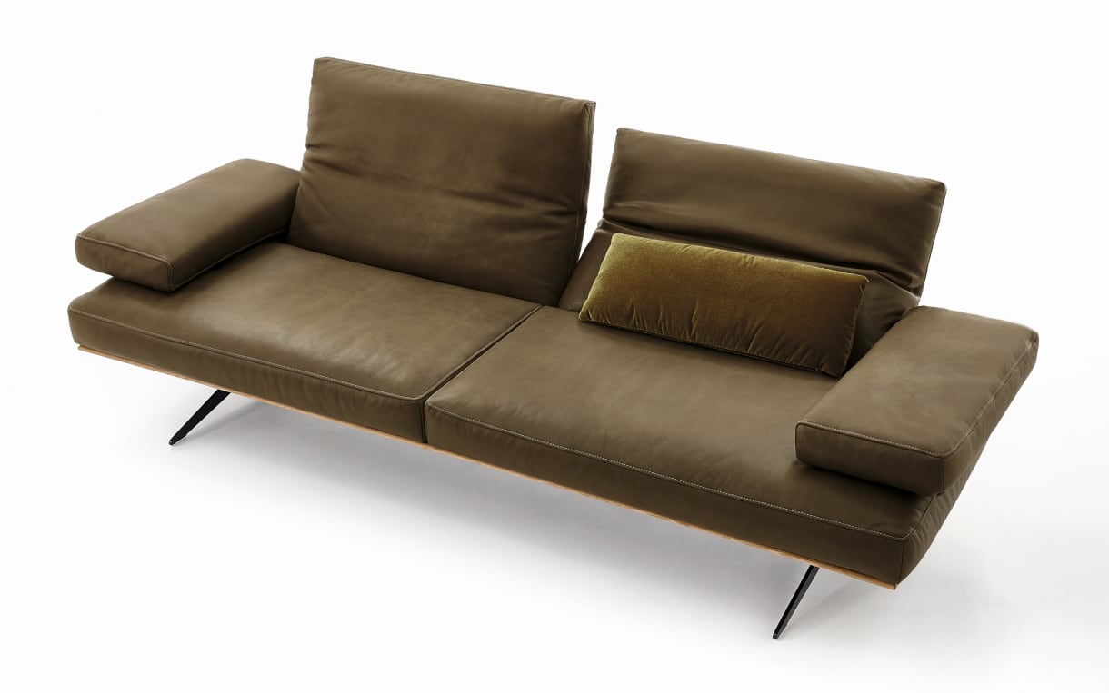 Leder 2-Sitzer Fatilo, braun, inkl. Funktionen