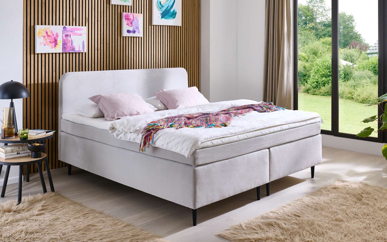 Boxspringbett Villach, silber, 140 x 200 cm, inkl. Topper