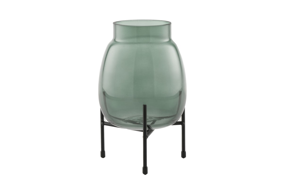 Vase auf Gestell in grün/schwarz, 19 cm