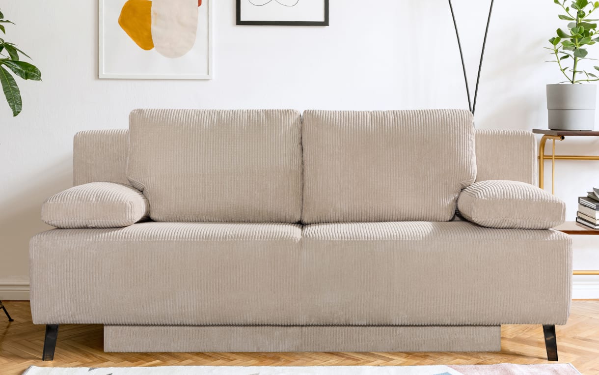 Querschläfer George, Cord natur, Liegefläche 140 x 194 cm