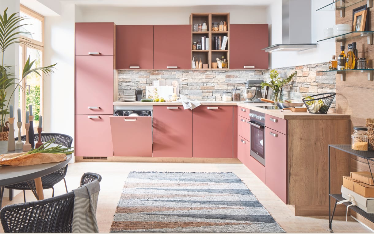 Einbauküche Easytouch, rostrot, Elektrogeräte inklusive