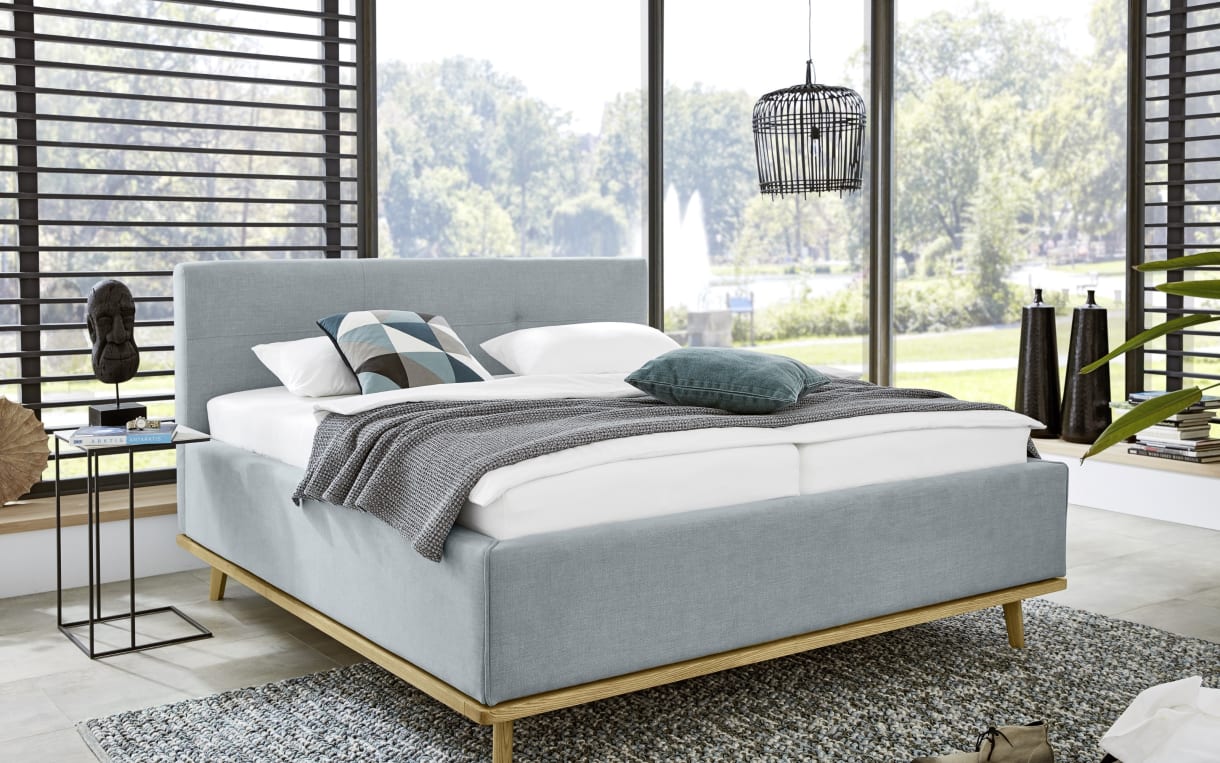 Polsterbett Delphi in eisblau, mit Bettkästen, Liegefläche ca. 180 x 200 cm 