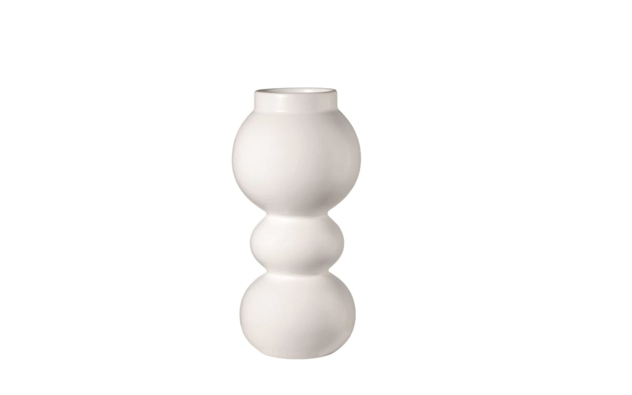 Vase Como aus Steingut in weiß, 23,5 cm
