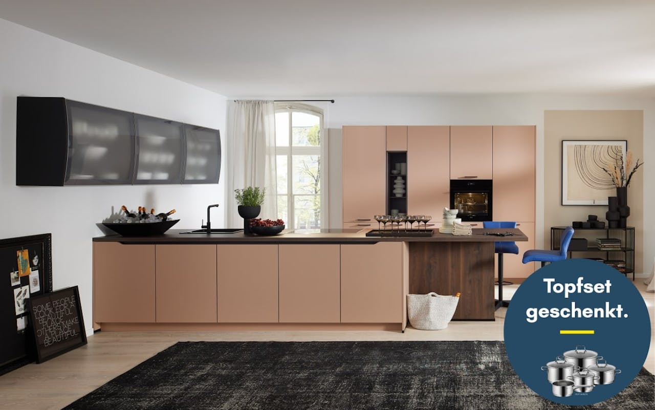 Einbauküche Sunta, koralle, inkl. Neff Elektrogeräte