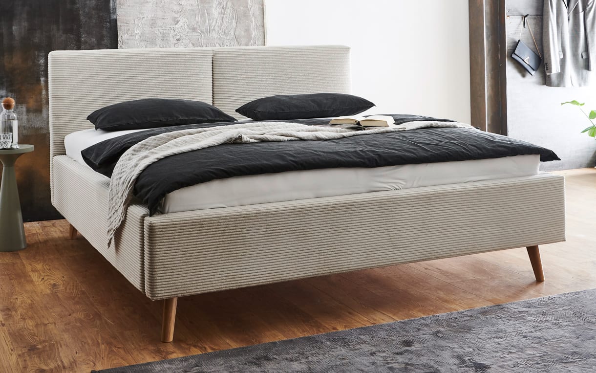 Polsterbett Bella in Paso beige, Liegefläche ca. 180 x 200 cm