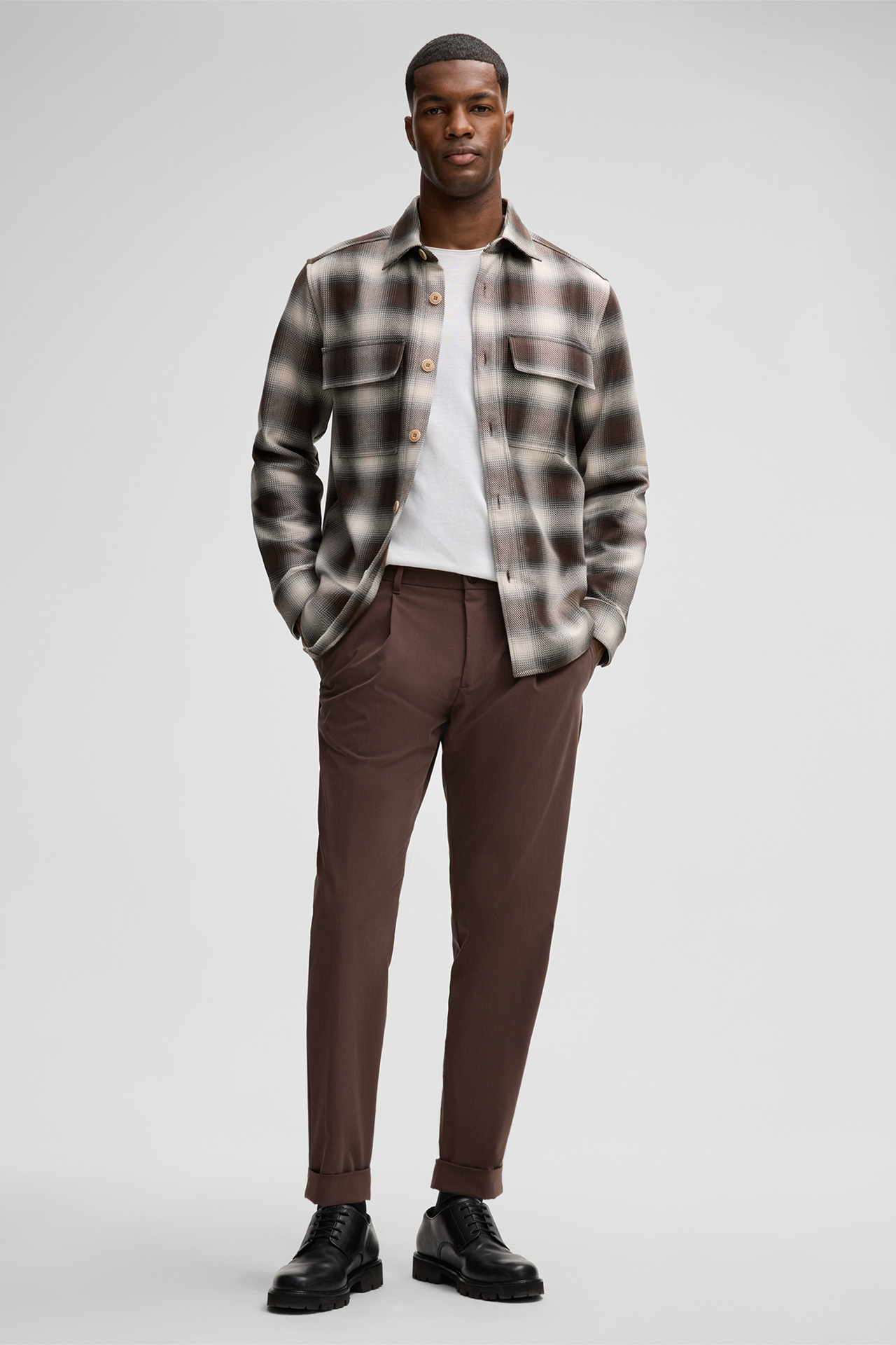 Flex Cross Bundfaltenhose Louis, braun