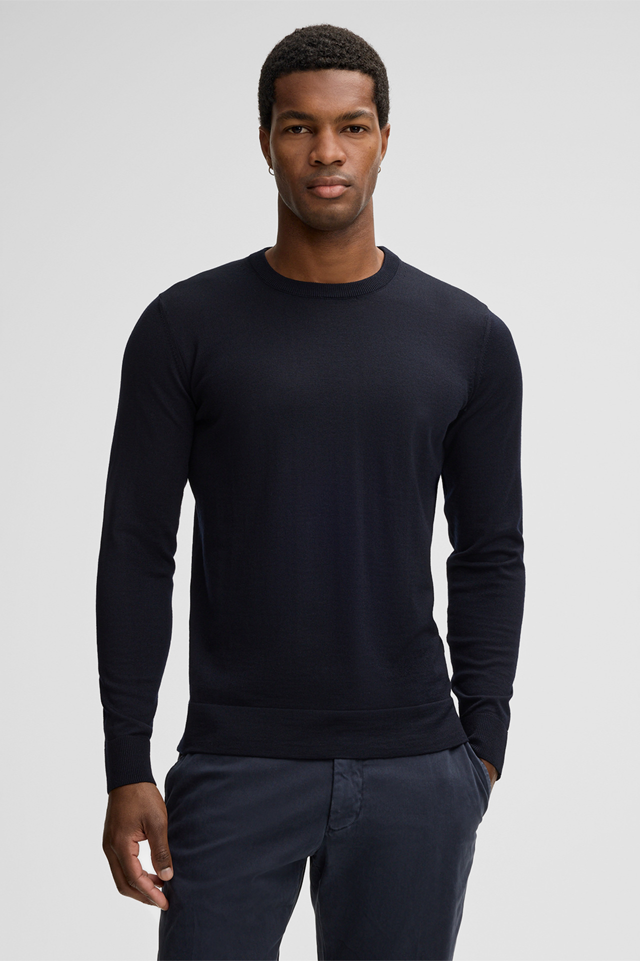 Schurwoll-Pullover Marek, navy