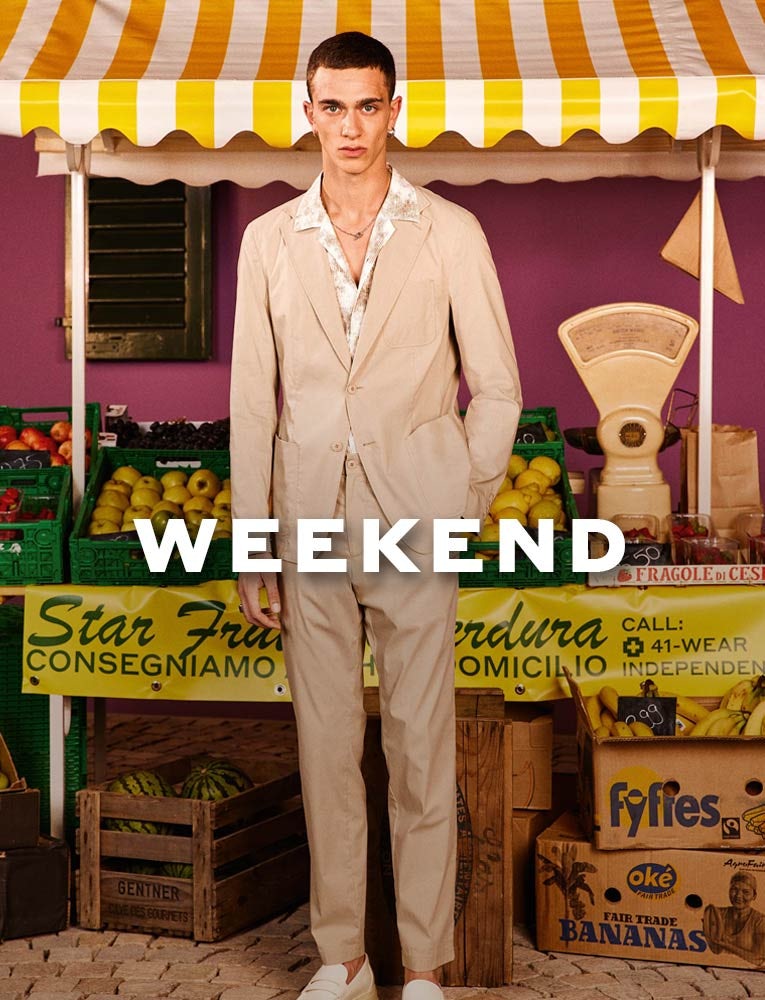 what to wear – weekend, man with a beige suit on the market