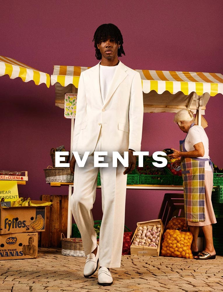 what to wear – events, man with a white suit on the market