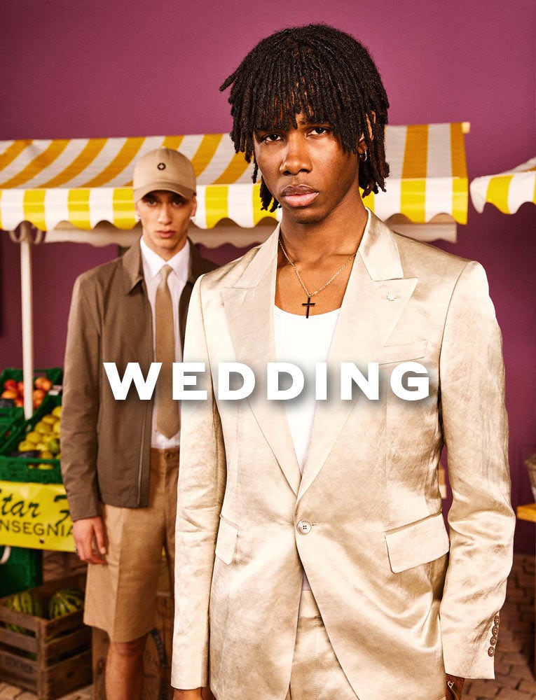 What to wear – wedding, man with bright, shiny suit