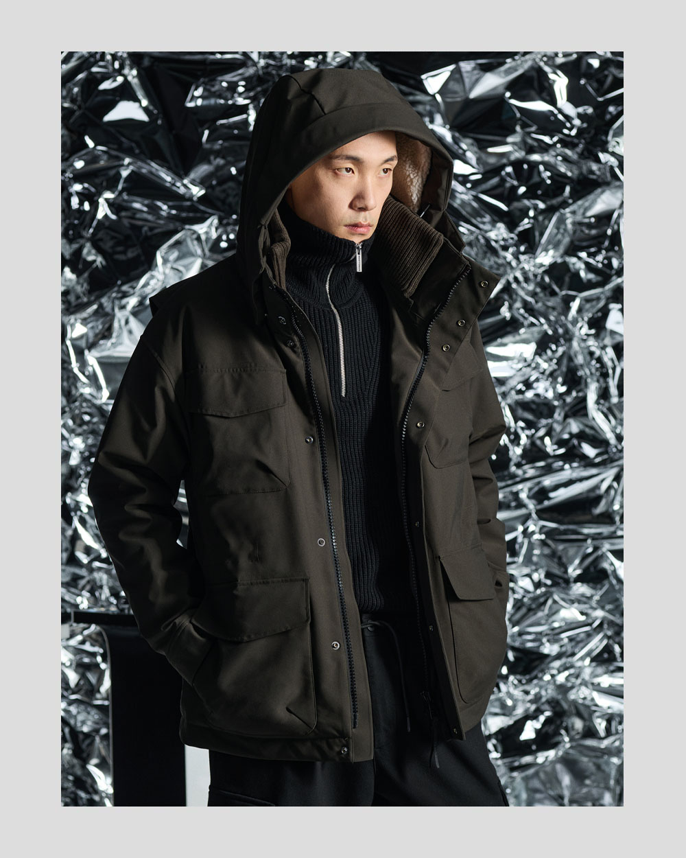 Strellson : homme portant une veste couleur olive