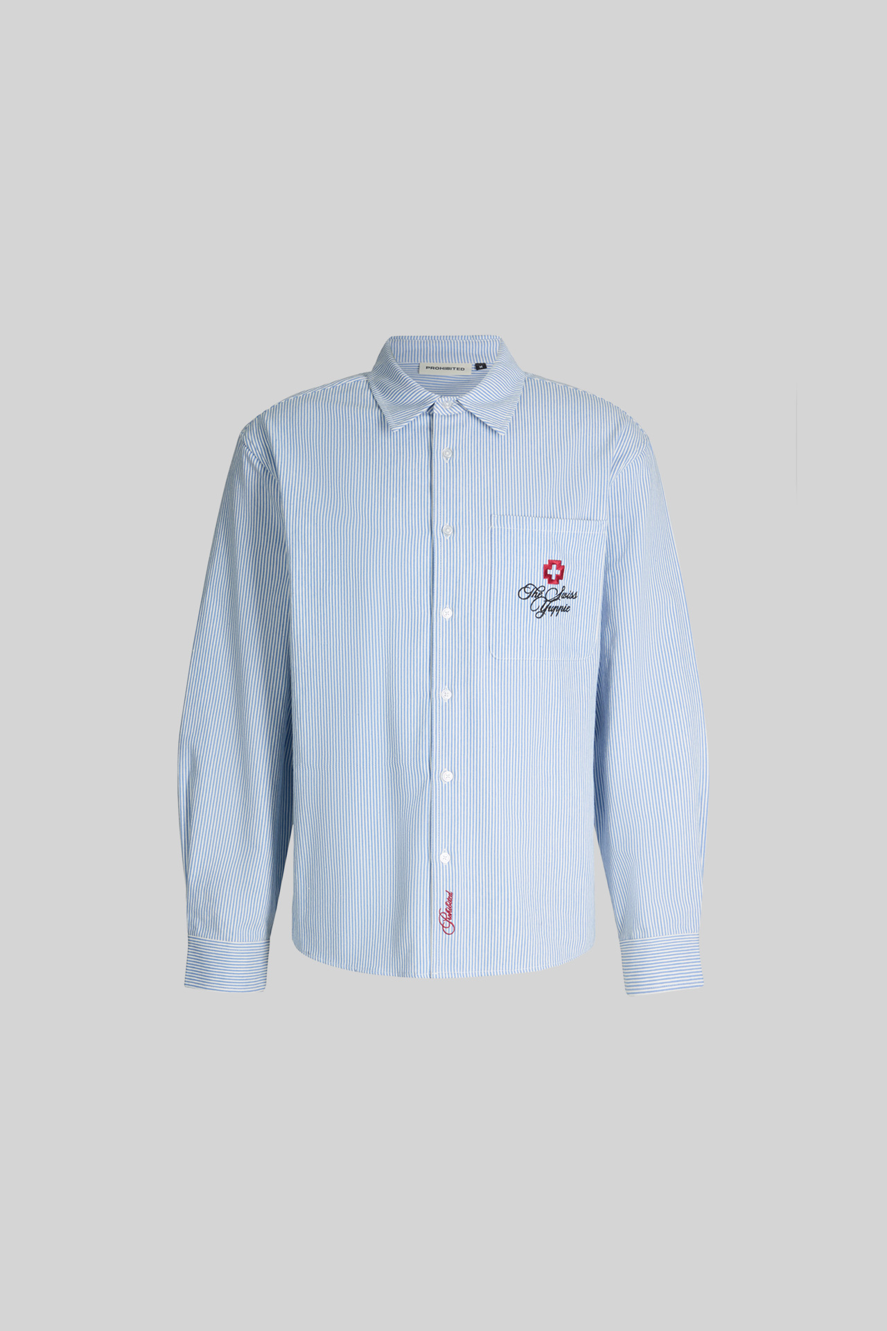 The Swiss Yuppie Dress Hemd, blau/weiss gestreift