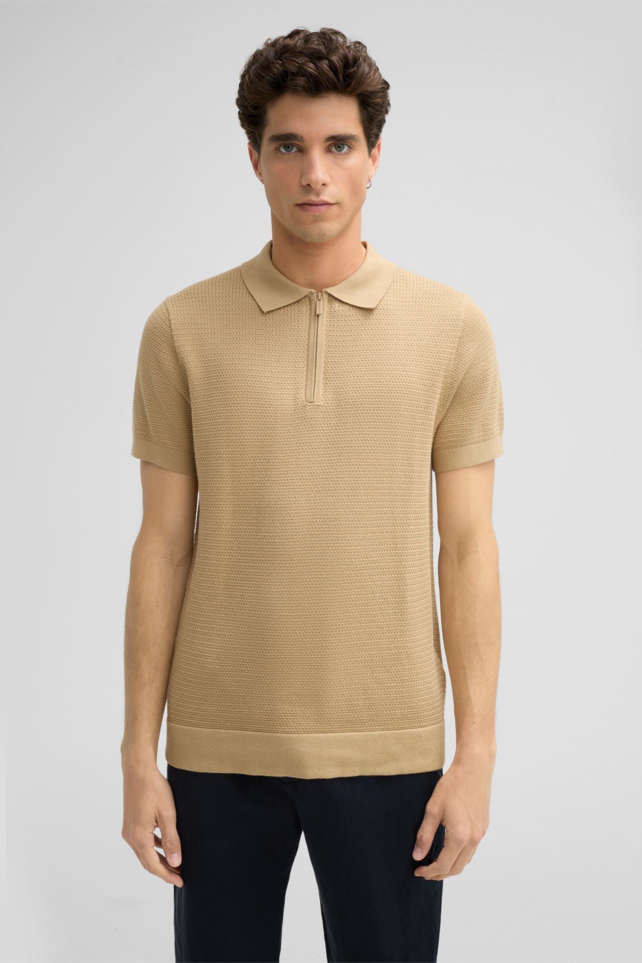 Gebreide polo Keeth, beige