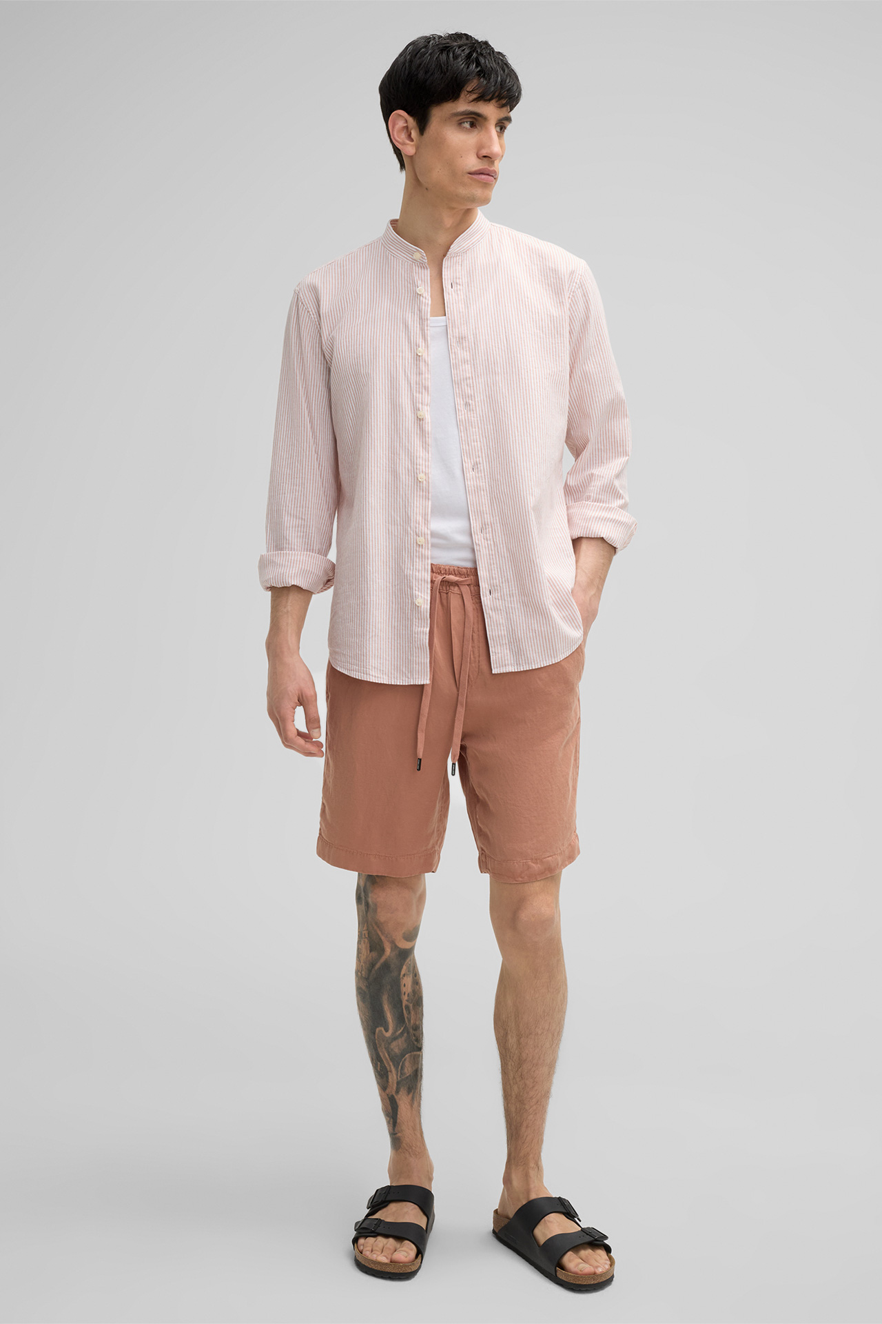 Hemd Cornel, apricot gestreift