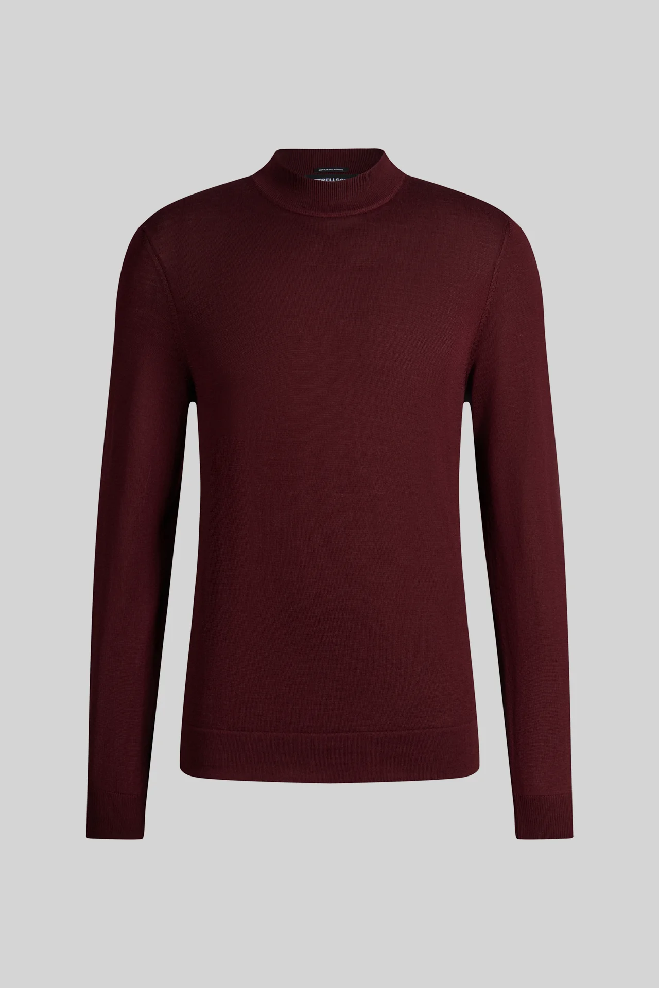 Schurwoll-Pullover mit Stehkragen, bordeaux