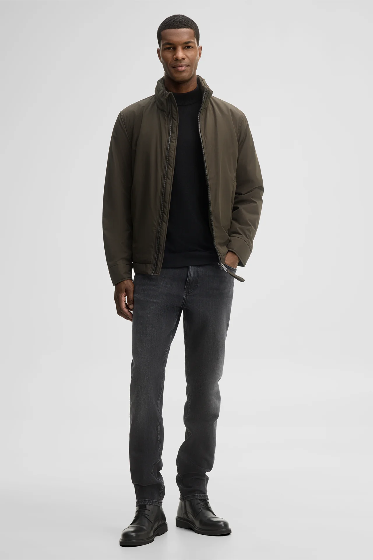 Blouson mit Stehkragen, oliv