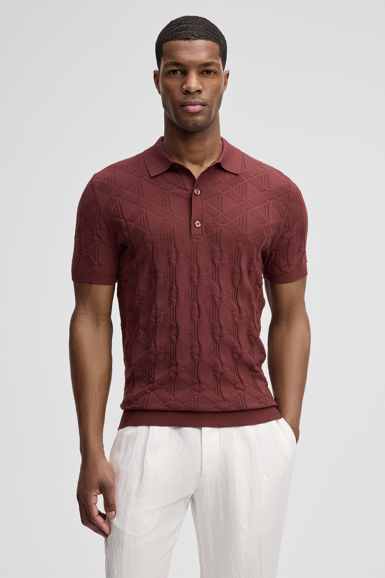 Poloshirt Vincent, bordeaux gemustert