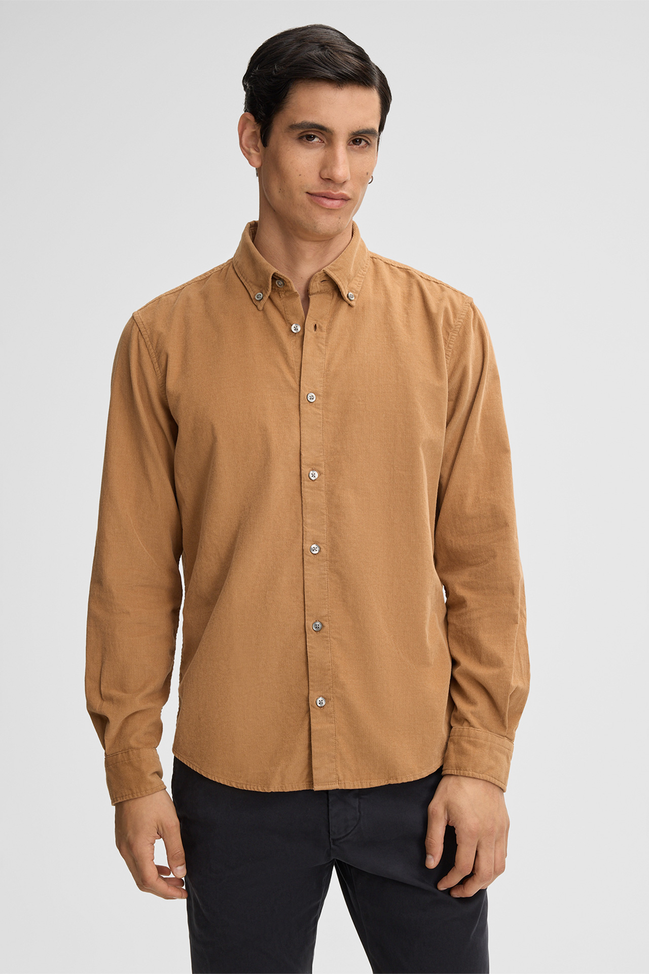 Feincord-Hemd Corey, camel