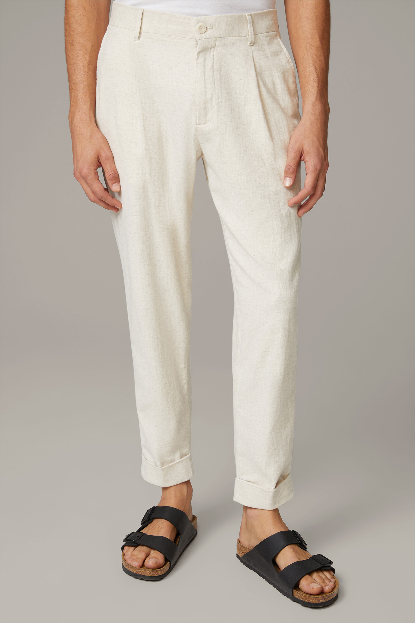 Bandplooibroek Louis, beige gemêleerd
