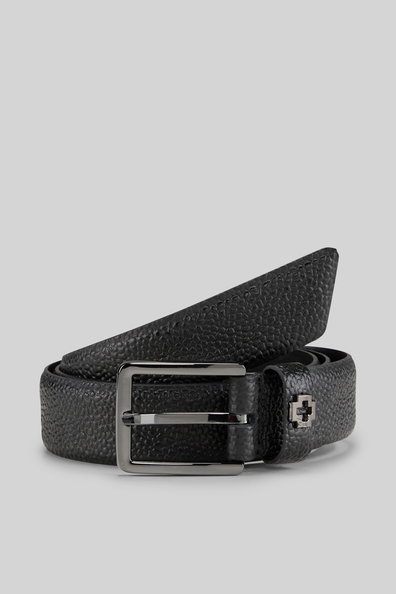 Ceinture en cuir structuré, en noir