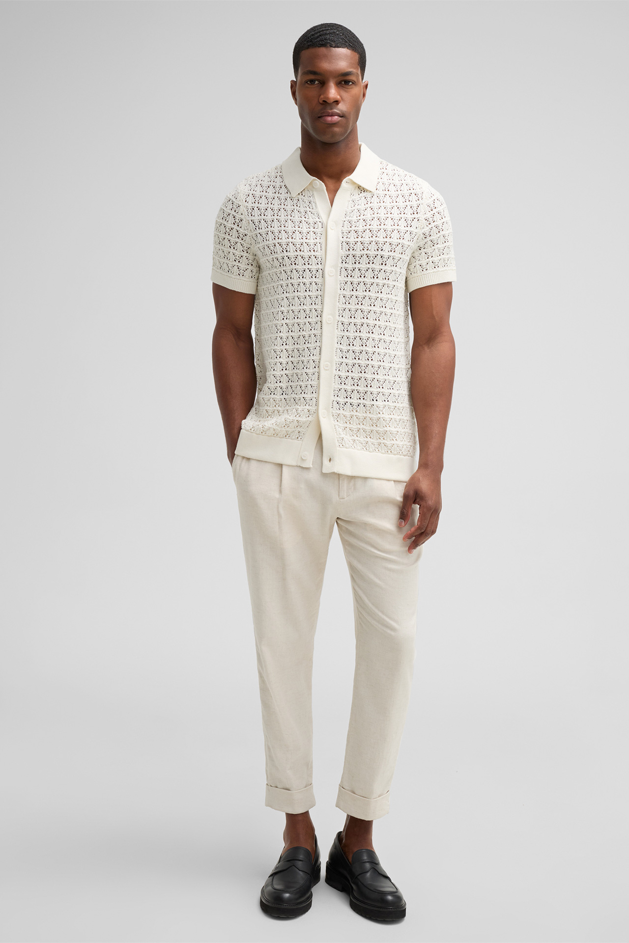 Strick-Polo-Hemd Ander, creme