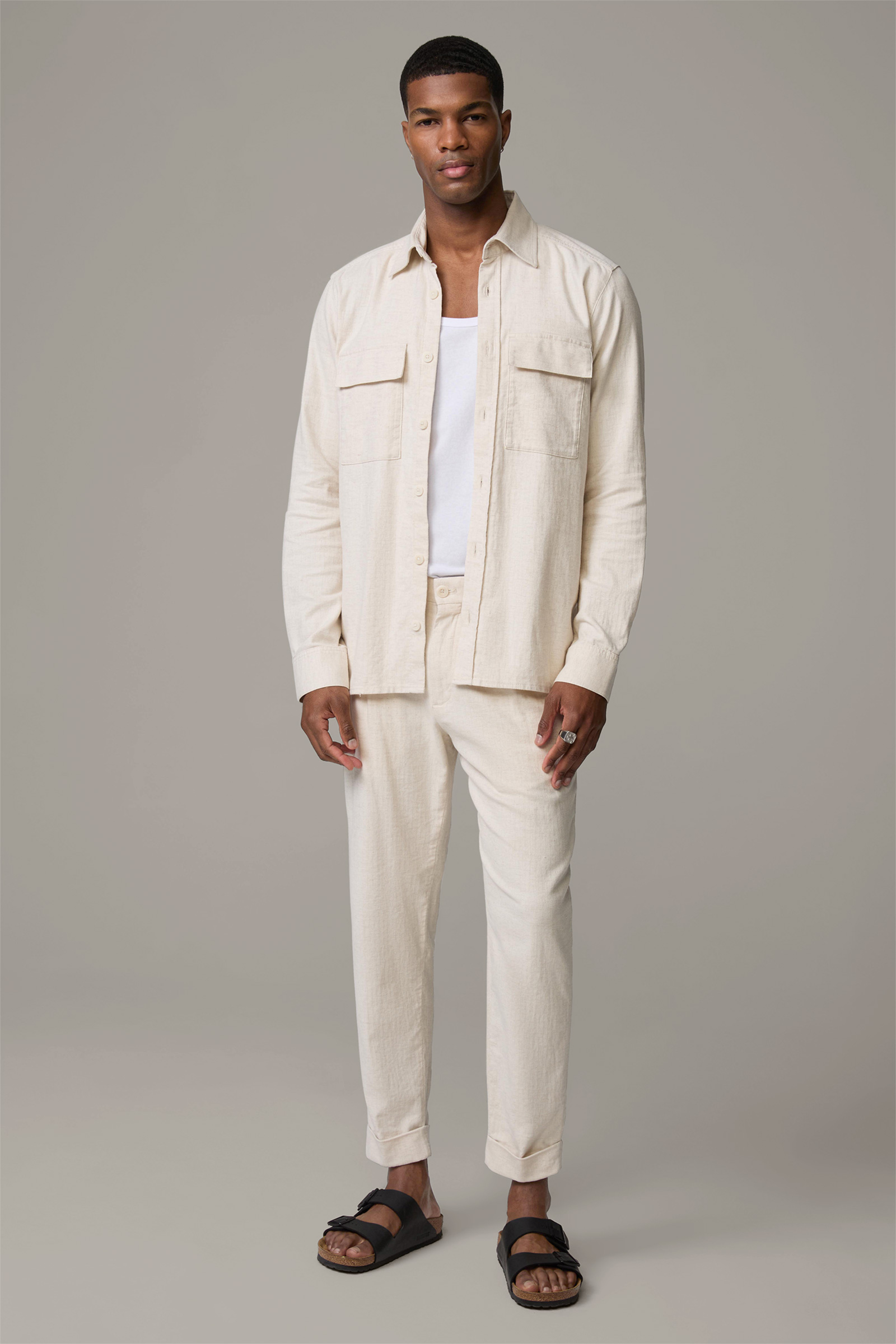 Overshirt Jimi, beige strukturiert