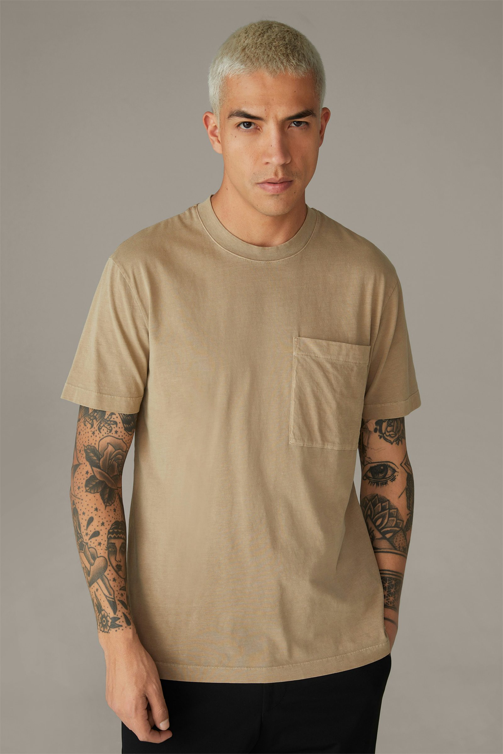 Baumwoll-T-Shirt Cain, hellbeige