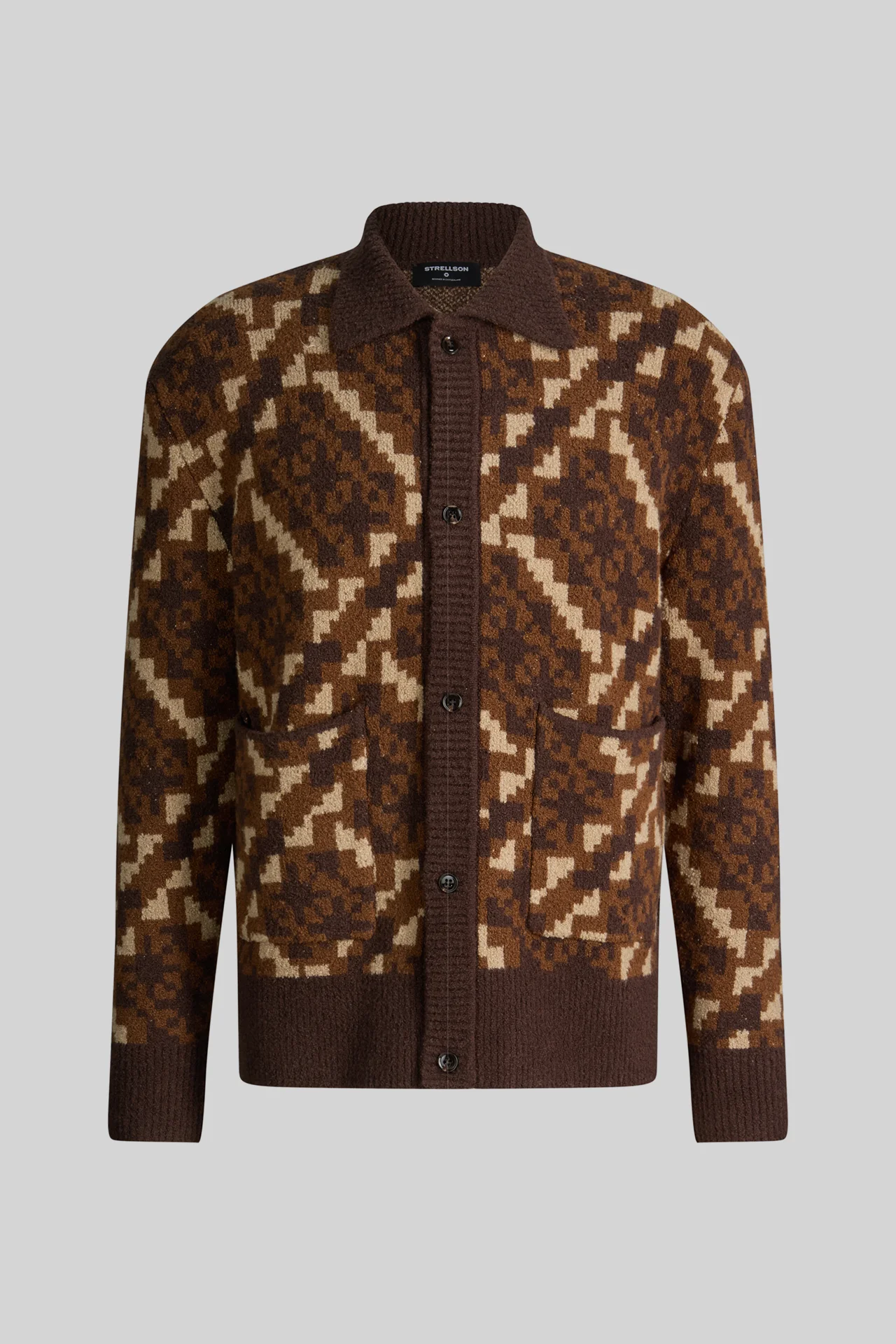 Cardigan mit Polo-Kragen, braun