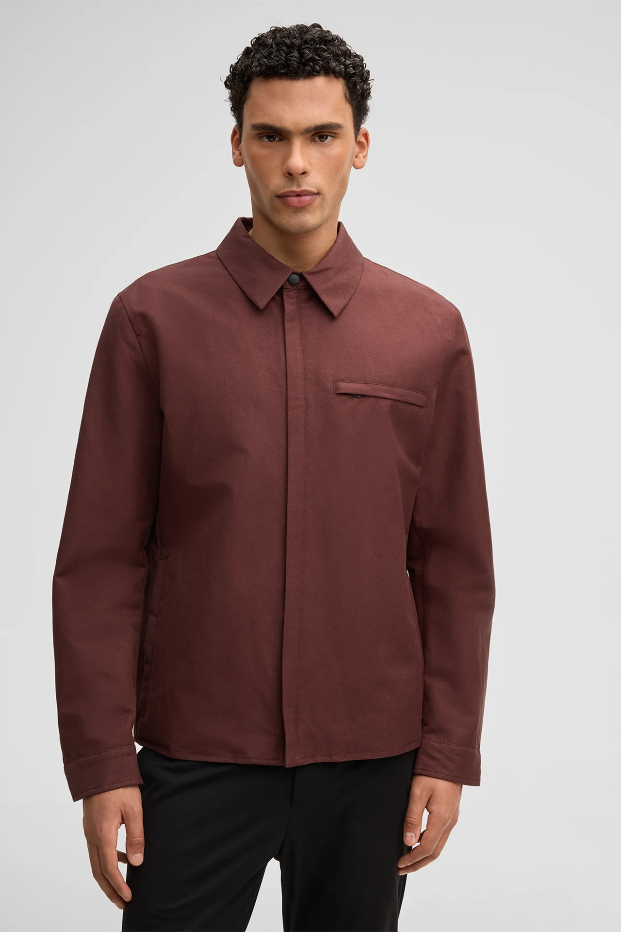 Hemdjacke Modena mit Leinenanteil, bordeaux