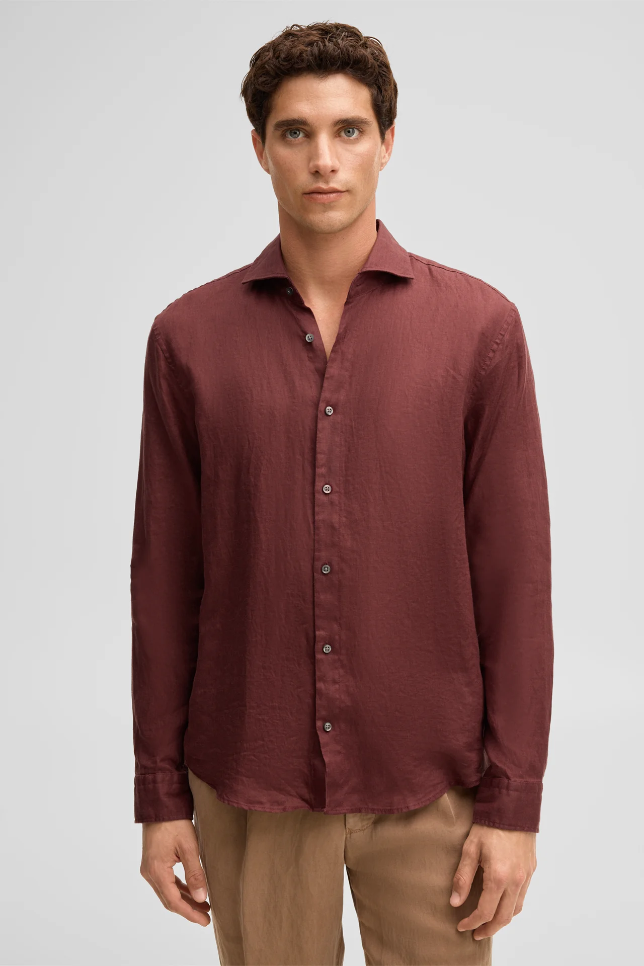 Leinen-Hemd Ceasar, bordeaux rot