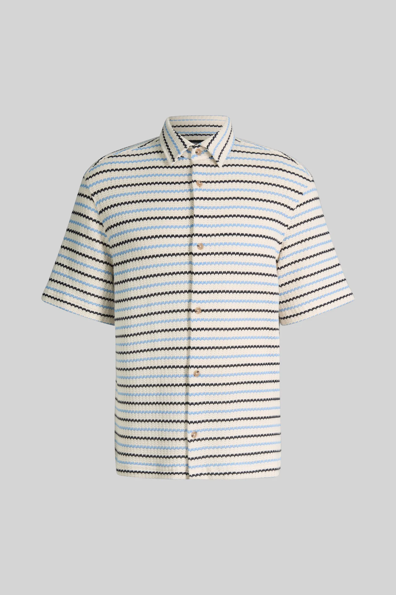 Kurzarm-Hemd Colin, offwhite/blau gestreift