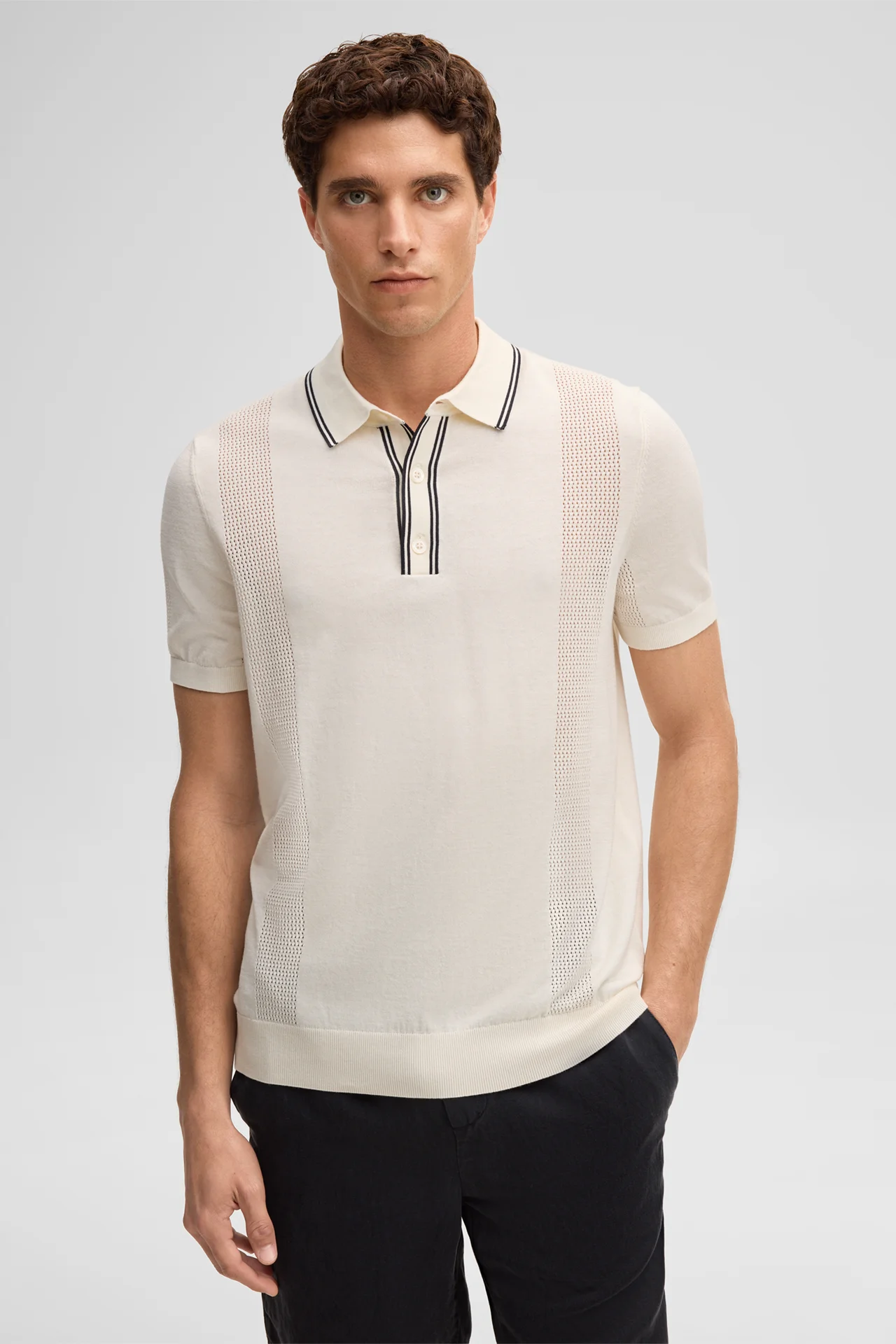 Strick-Poloshirt Vincent, offwhite