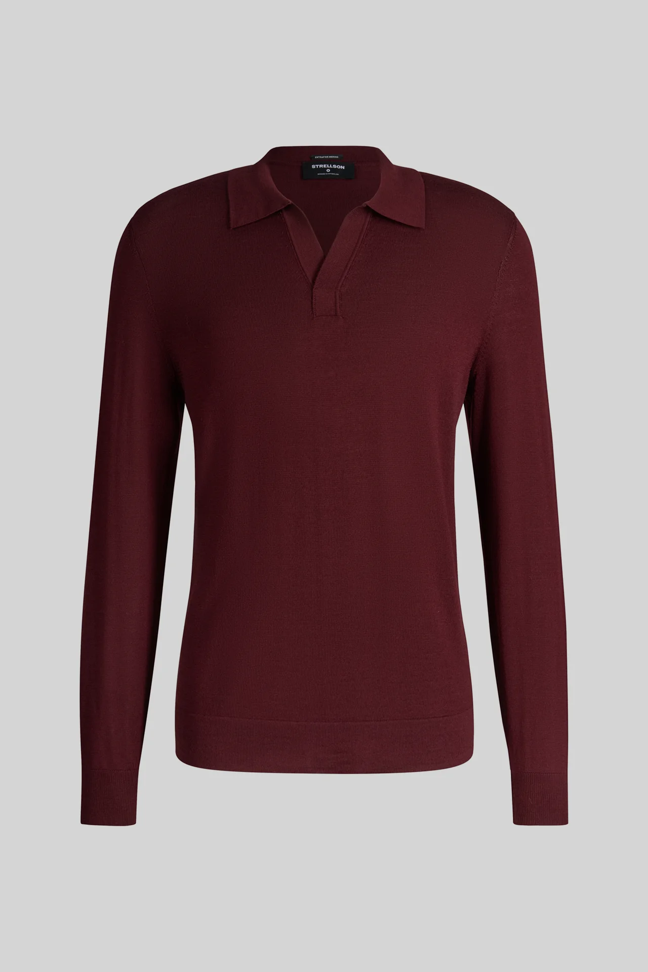 Schurwoll-Pullover mit Polo-Kragen, bordeaux
