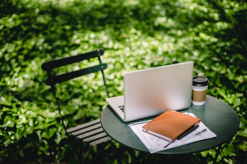 Laptop on the garden table