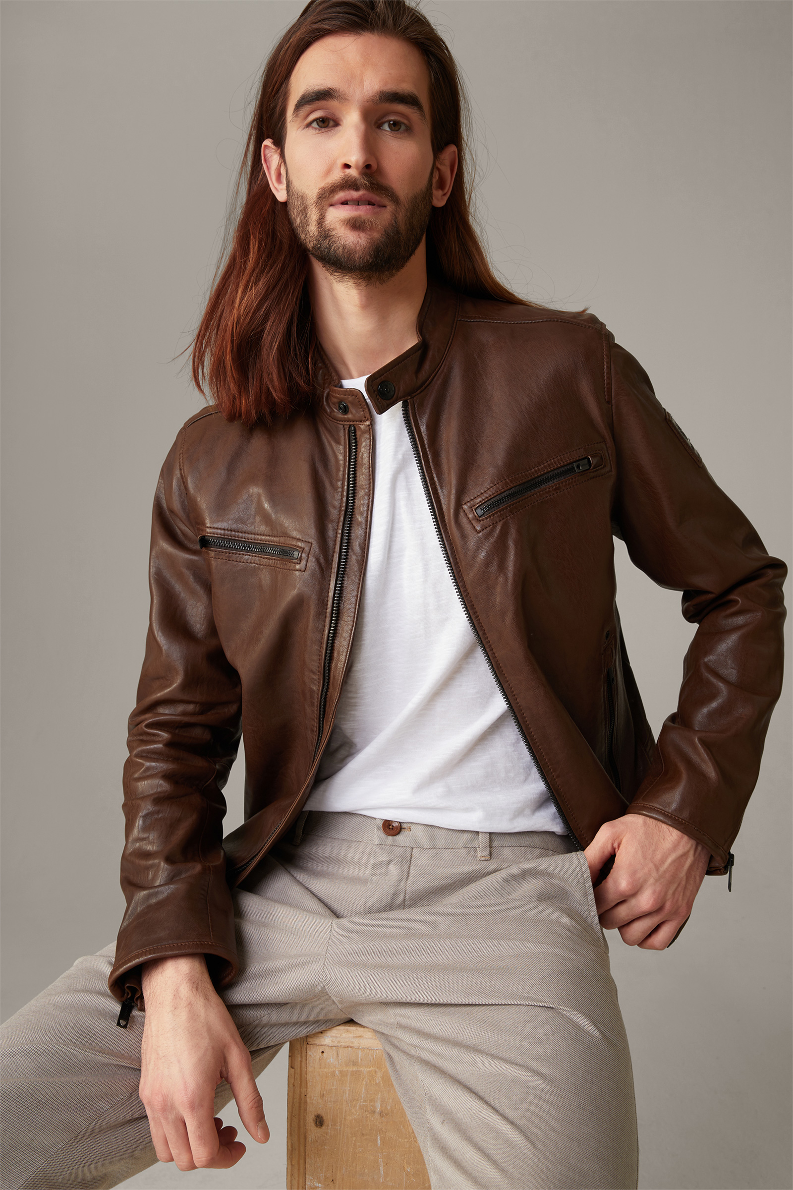 Lederjacke S.C Norwich, dunkelbraun