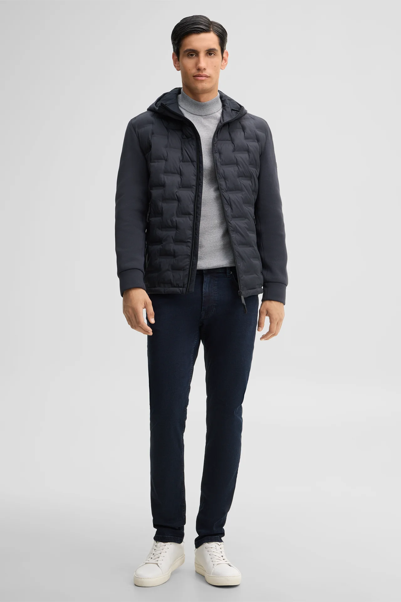 Steppjacke mit Stehkragen, navy