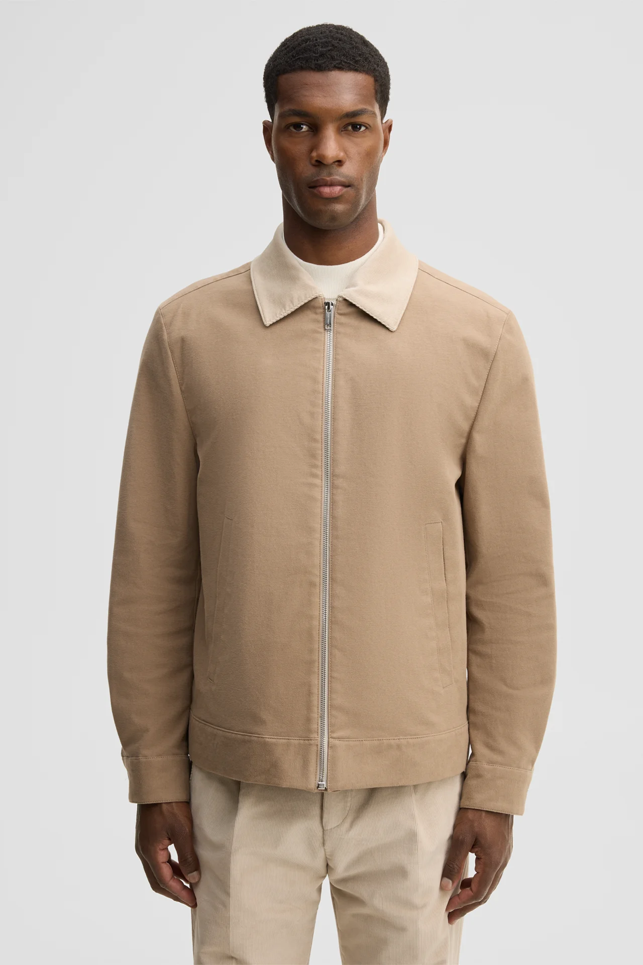 Blouson mit Hemdkragen, beige
