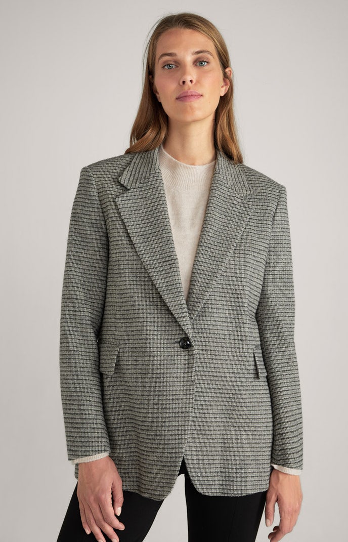 Wool-Mix Blazer in Grau gemustert