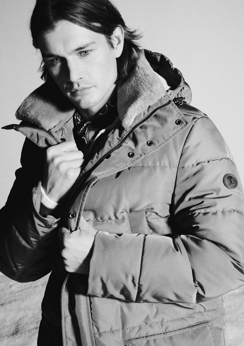 man in a Joop-lined jacket