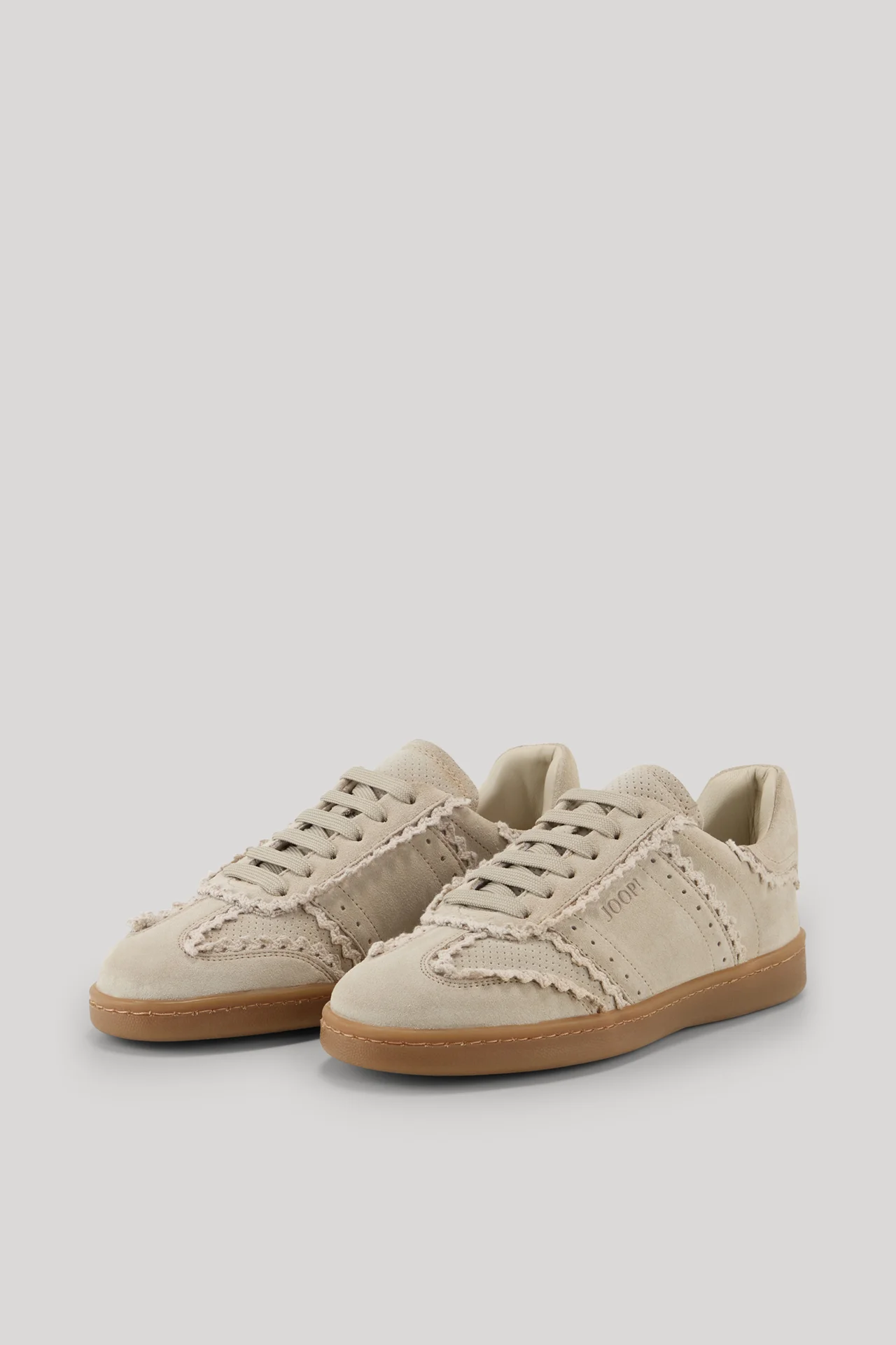 Isa mixed-fabric trainers in beige