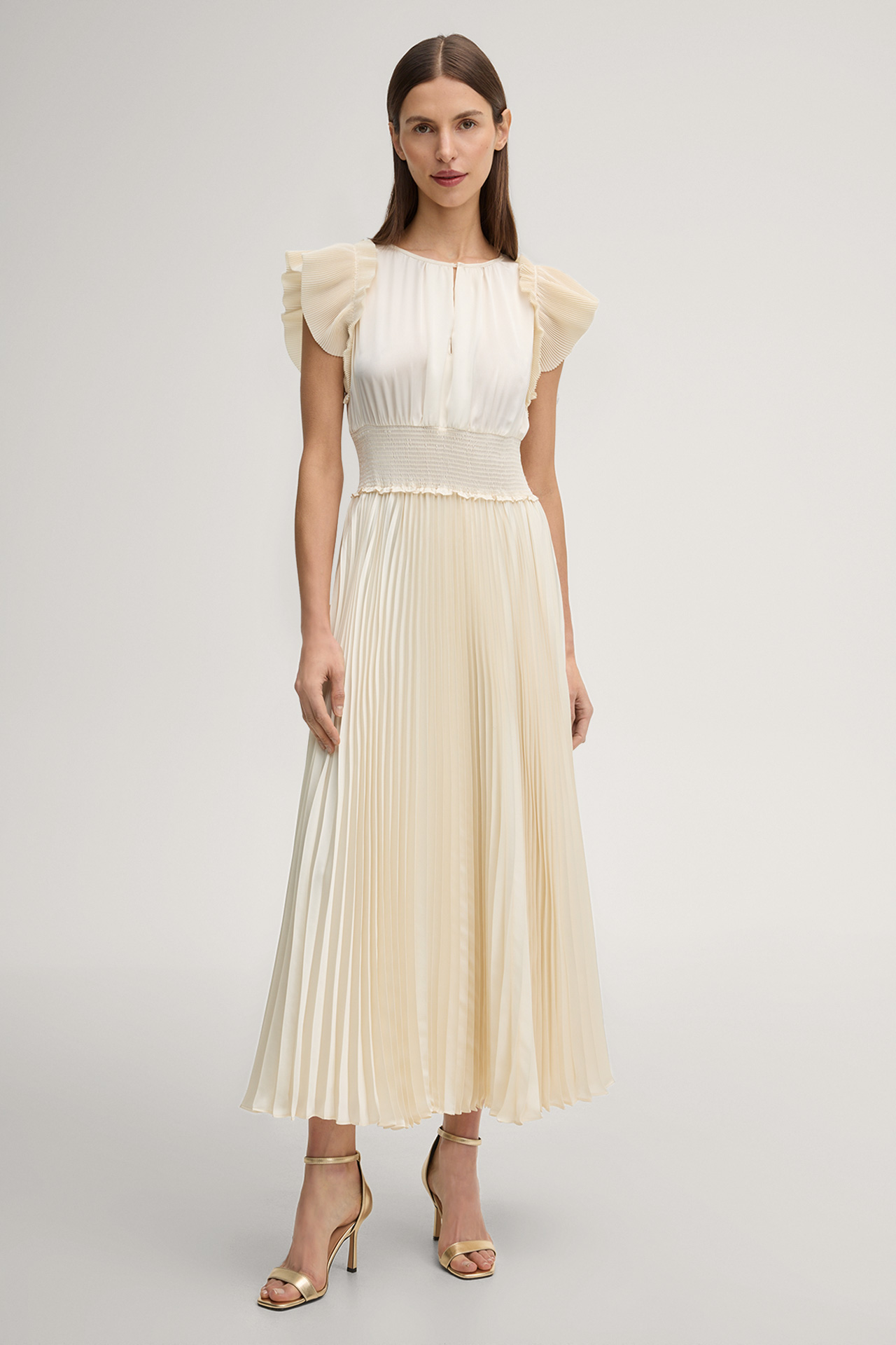 Plisseekleid Dilia in Creme
