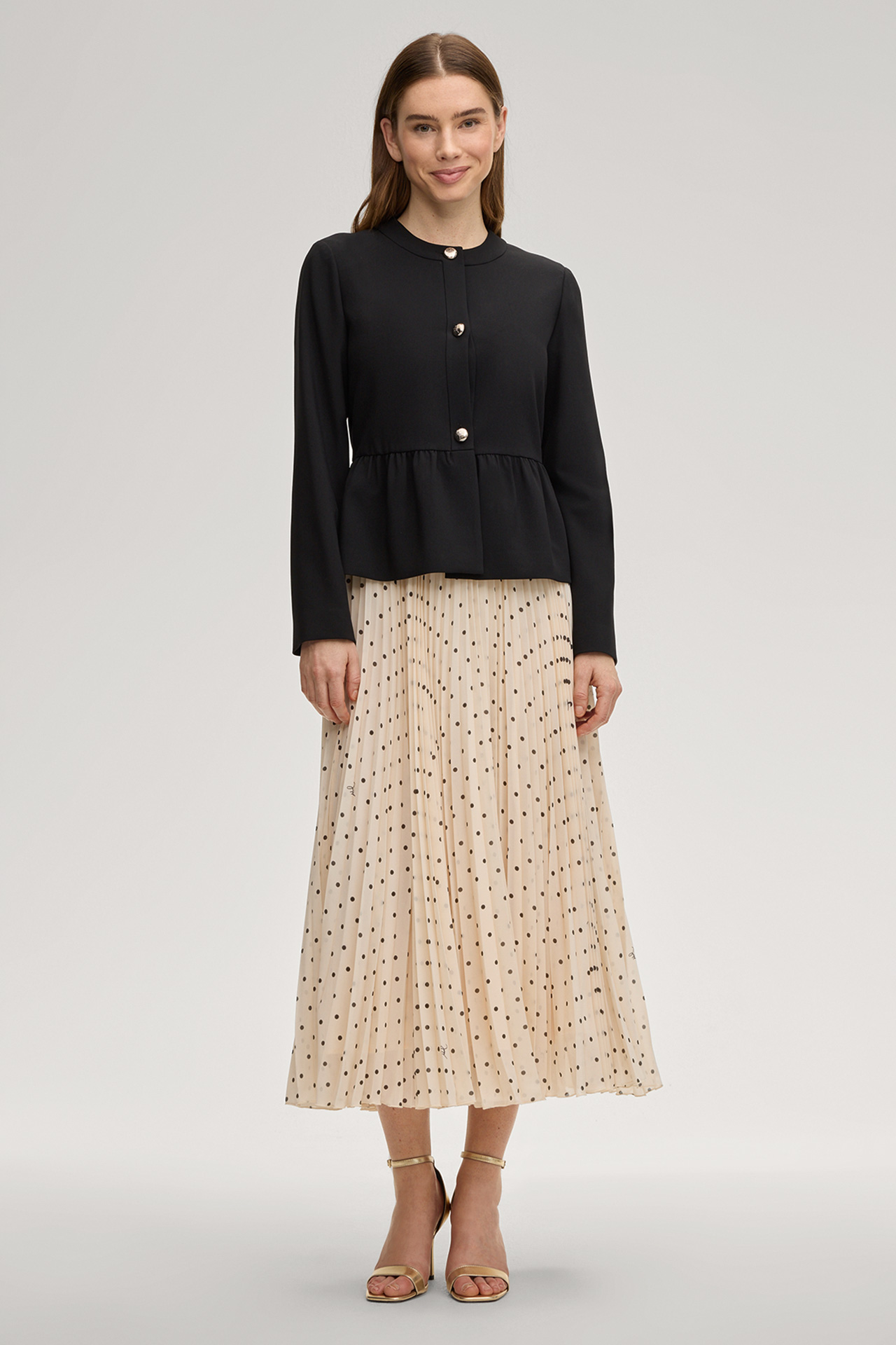 Spódnica plisowana Salma w kolorze kremowym w kropki