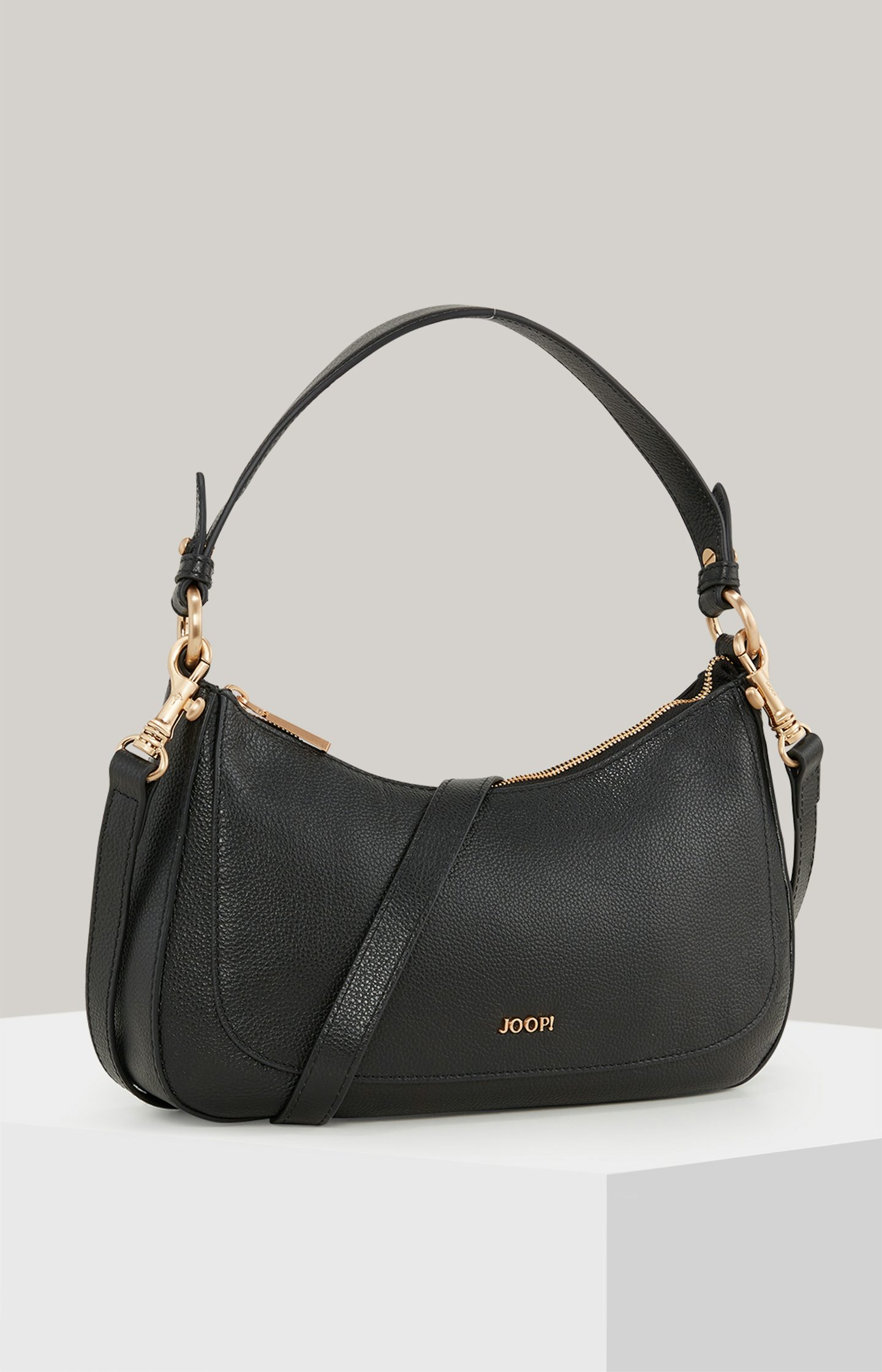 Leder-Schultertasche Estate Loreen in Schwarz